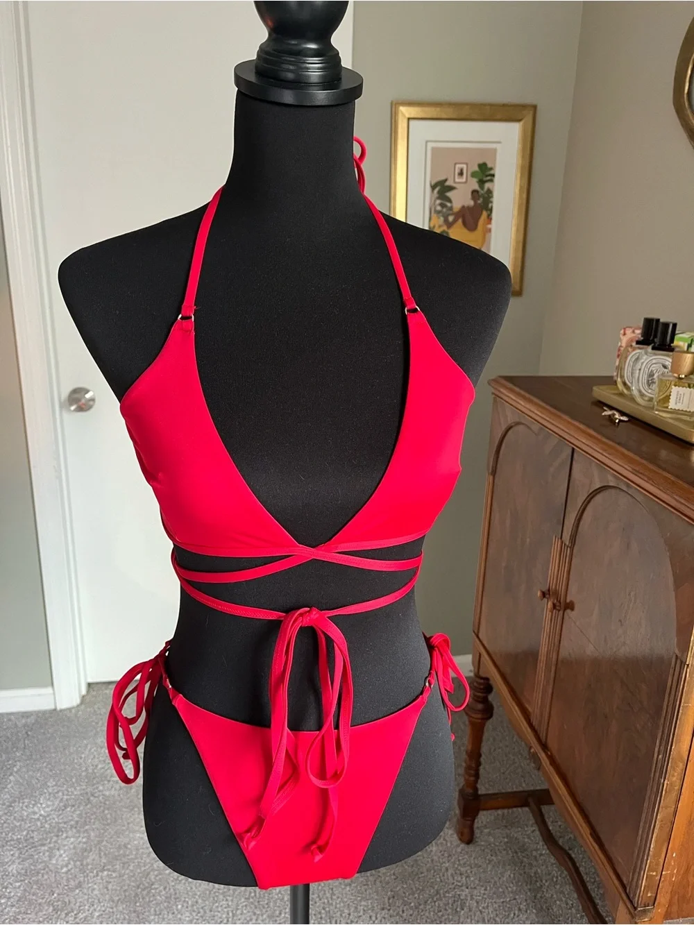 Red Strappy Wrap Toluca Swim Bikini Set - Women Swim